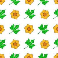 Seamless flower pattern and green leaves vector