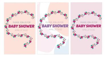 Tender invitation to baby shower with floral design on a colourful background vector