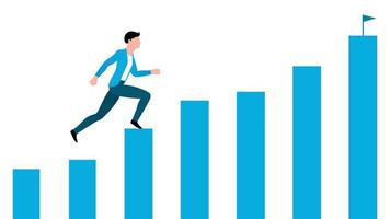 man running on a graph bar towards success, business character vector illustration on white background.