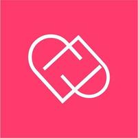 dd, pp, dhp, dhd, phd iniciales logotipo de empresa de arte de línea geométrica con forma de corazón para empresa médica o de belleza vector