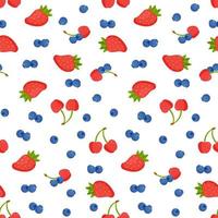 Vector illustration pattern of fresh berries from trees or bushes.