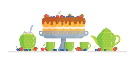 Vector illustration of a small delicious cake. Celebrating a birthday or any other holiday.