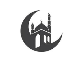 crescent moon and mosque design elements. Muslim islamic vector