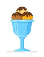 Vector illustration of a beautiful ice cream with sprinkles in a blue glass isolated on a white background.