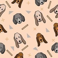 Cute Animal Dog Puppy Puppies Seamless Pattern doodle for Kids and baby vector