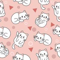 cute animal little cat seamless pattern wallpaper with design light pink. vector