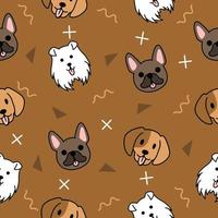 Cute Animal Dog Puppy Puppies Seamless Pattern doodle for Kids and baby vector