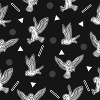 papel tapiz con patrón de objeto blanco sin costuras animal pájaro águila blanca linda con diseño negro oscuro. vector