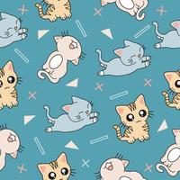 Cute Animal Kitty and Cats Seamless Pattern doodle for Kids and baby vector