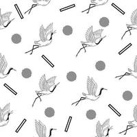 cute white stork animal seamless black object pattern wallpaper with design white. vector