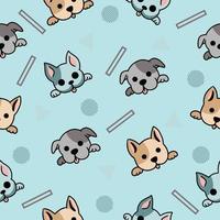 Cute Animal Dog Puppy Puppies Seamless Pattern doodle for Kids and baby vector