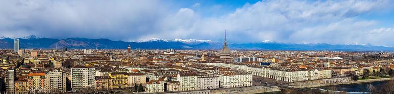 HDR Wide panoramic aerial view of Turin photo