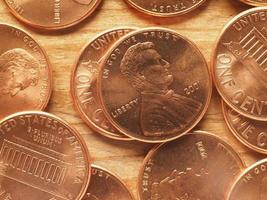 monedas de 1 centavo, estados unidos foto