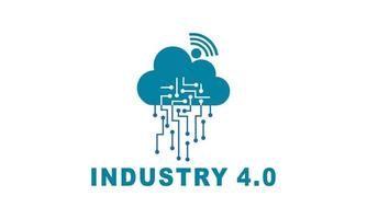 Industry 4.0 concept business control or logo, world factory and wheel eclectic, cyber physical systems concept,smart factory logo. vector