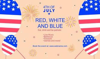 Flat design 4th of july banner template vector