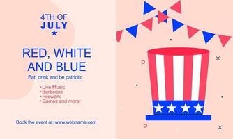 Flat design 4th of july banner template vector