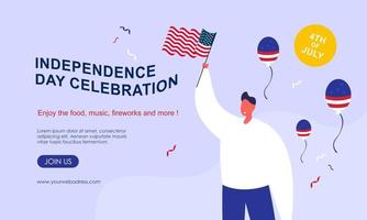 Flat design 4th of july banner template vector