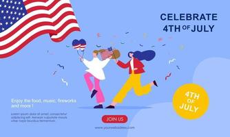 Flat design 4th of july banner template vector