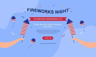 Flat design 4th of july banner template vector