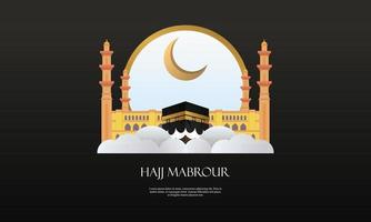 Islamic pilgrimage background, hajj and umrah concept with kaaba and nabawi mosque. vector