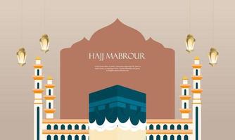 fondo de peregrinación islámica, concepto de hajj y umrah con mezquita kaaba y nabawi. vector