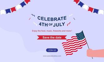 Flat design 4th of july banner template vector