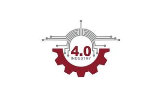 concepto de industria 4.0 control o logotipo empresarial, fábrica mundial y rueda ecléctica, concepto de sistemas físicos cibernéticos, logotipo de fábrica inteligente. vector