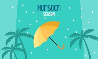 Monsoon season composition with flat design vector