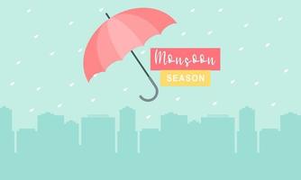 Monsoon season composition with flat design vector