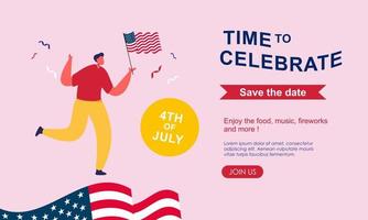 Flat design 4th of july banner template vector