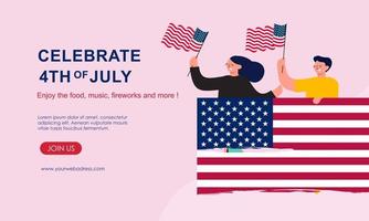 Flat design 4th of july banner template
