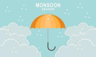 Monsoon season composition with flat design vector