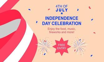 Flat design 4th of july banner template vector