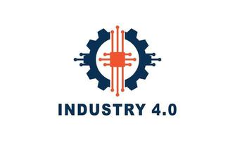 Industry 4.0 concept business control or logo, world factory and wheel eclectic, cyber physical systems concept,smart factory logo. vector