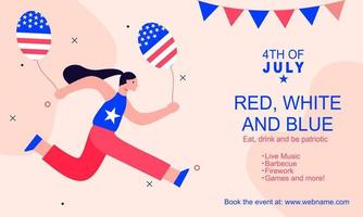 Flat design 4th of july banner template vector