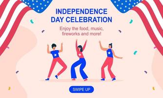 Flat design 4th of july banner template vector