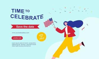 Flat design 4th of july banner template vector