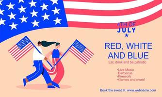 Flat design 4th of july banner template vector