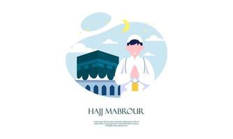 fondo de peregrinación islámica, concepto de hajj y umrah con mezquita kaaba y nabawi. vector