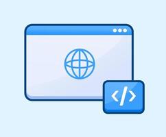 ilustración de vector de icono de programación de navegador web para desarrollador web de cartel de codificación de ciencia informática y tecnología o elemento gráfico