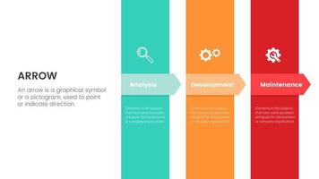 arrow infographic with horizontal shape concept for slide presentation with 4 point list and arrow shape direction vector