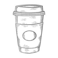 cup off cupboard coffee fast food single isolated hand drawn sketch with outline style vector