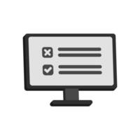 3d computer screen with checklist icon in minimal cartoon style vector