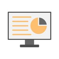 Computer screen with circle graph in flat cartoon style vector