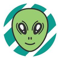 Smiling alien face in flat cartoon style vector