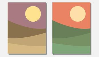 The view of green mountains and barren mountains is suitable for wall decoration vector