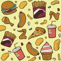 Junk Food Seamless Background vector