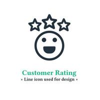 Customer rating icon isolated on a white background.  Customer review symbol with three stars for web and mobile apps. vector