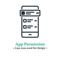 Vector mobile app permission icon isolated on a white background. App permission symbols for web and mobile apps.