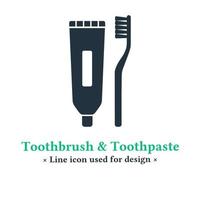 icono de cepillo de dientes y pasta de dientes en un moderno estilo plano aislado en fondo blanco. signo de símbolo de equipo de higiene dental para aplicaciones web y móviles. vector
